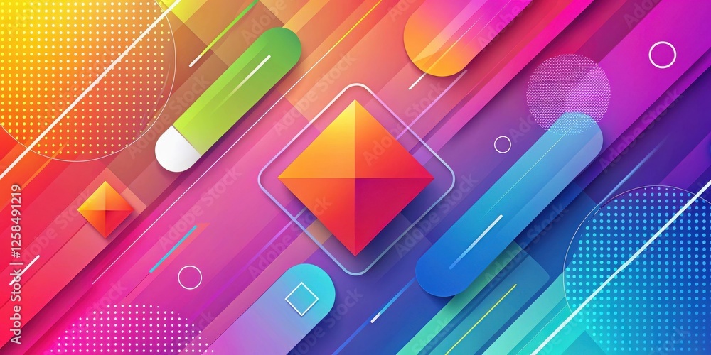 Aufkleber vibrant abstract background with geometric shapes and dynamic lines