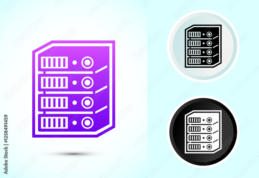 Poster data center icon design illustration. computer server vector icon