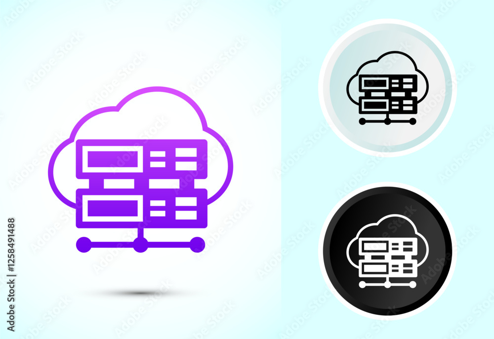 Poster data center icon design illustration. computer server vector icon