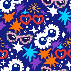 Cute Glasses Seamless Pattern Background