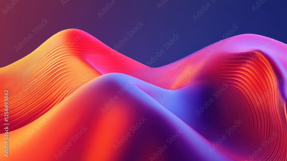 Poster iridescent abstract formations, dynamic waves of light and color