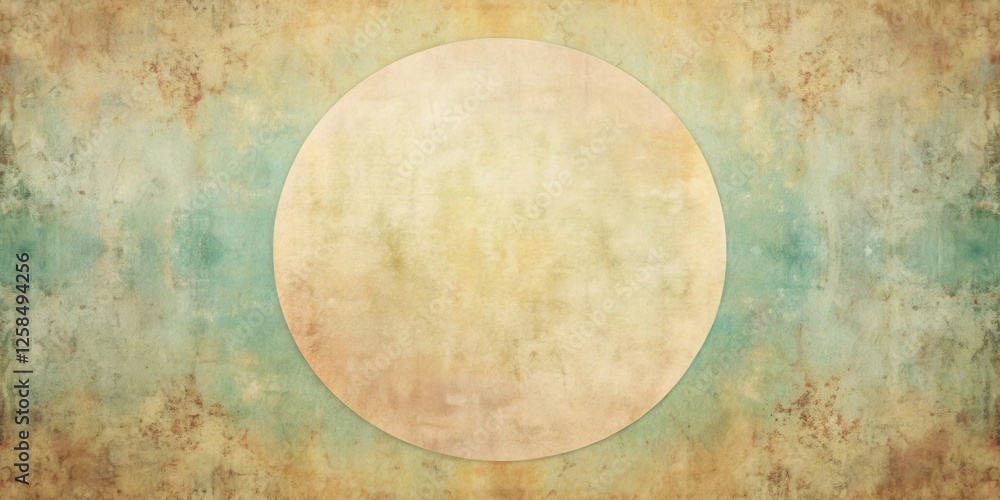 Poster abstract beige and teal circular design on textured background