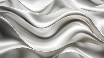 Iridescent Argent Waves, Liquid Silver Fabric Drapery Abstract