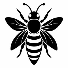 Bee vector silhouette black design white background