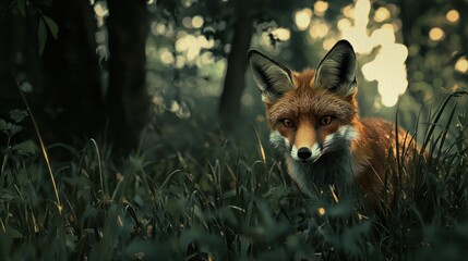 Red Fox in the Twilight Forest