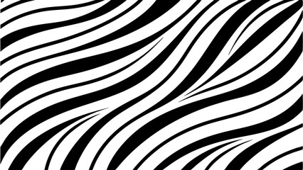 Seamless Black and White Zebra Stripe Pattern Vector, Abstract black and white vector illustration of a seamless zebra stripe pattern with flowing wavy lines, ideal for backgrounds, textiles, and mode © PixelArtBox