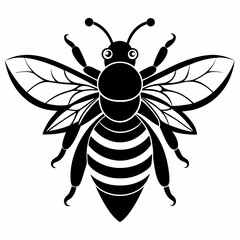 Bee vector silhouette black design white background