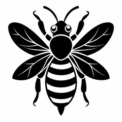Bee vector silhouette black design white background
