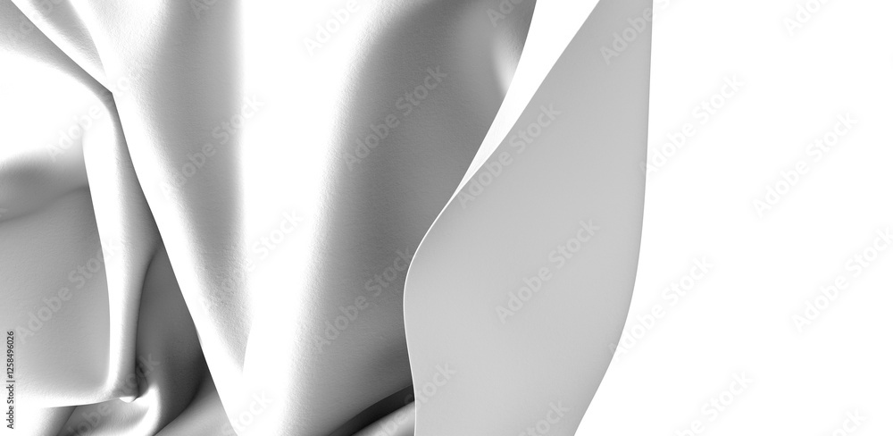 Leinwandbilder close-up image of smooth white fabric with a black border, showcasing its texture and soft curves. t