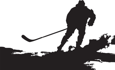 Fototapeta premium hokey player playing silhouette