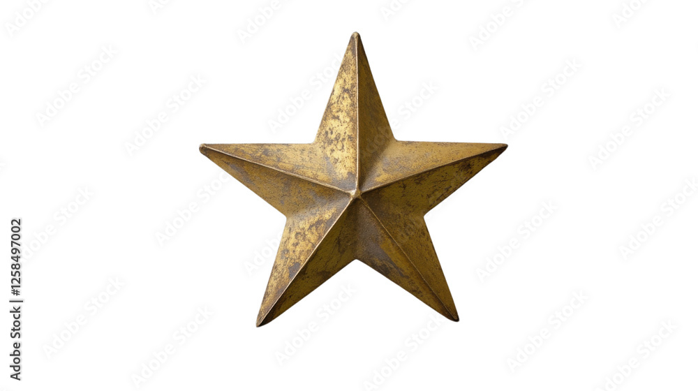 Poster golden five-pointed star with transparent background representing achievement and excellence
