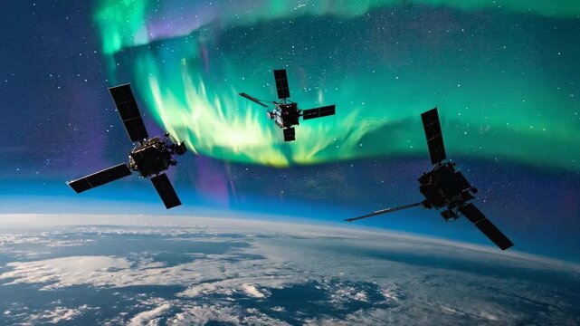 Three satellites observing the northern lights from space