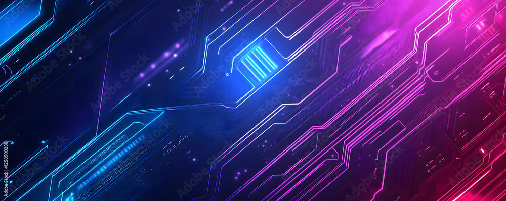 Aufkleber abstract futuristic technology background with glowing neon lines and circuit board design