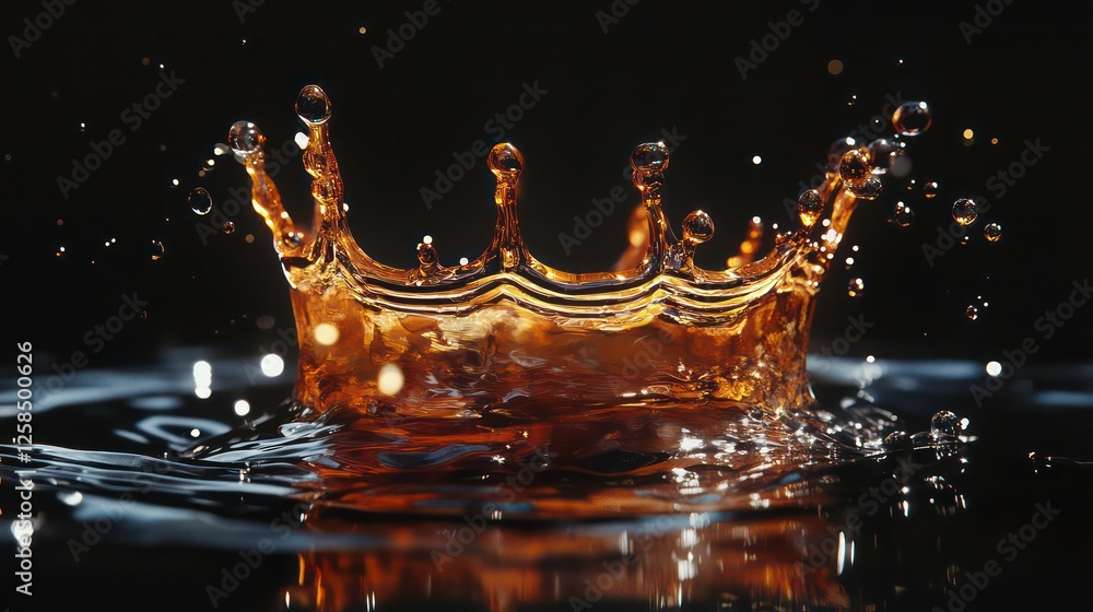 Aufkleber abstract art of water droplets: captivating crown splash on solid color background with studio light