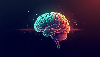 Fototapeta premium Glowing Brain with Colorful Particles