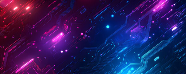 Obraz premium Abstract Futuristic Technology Background with Glowing Neon Circuit Board Design