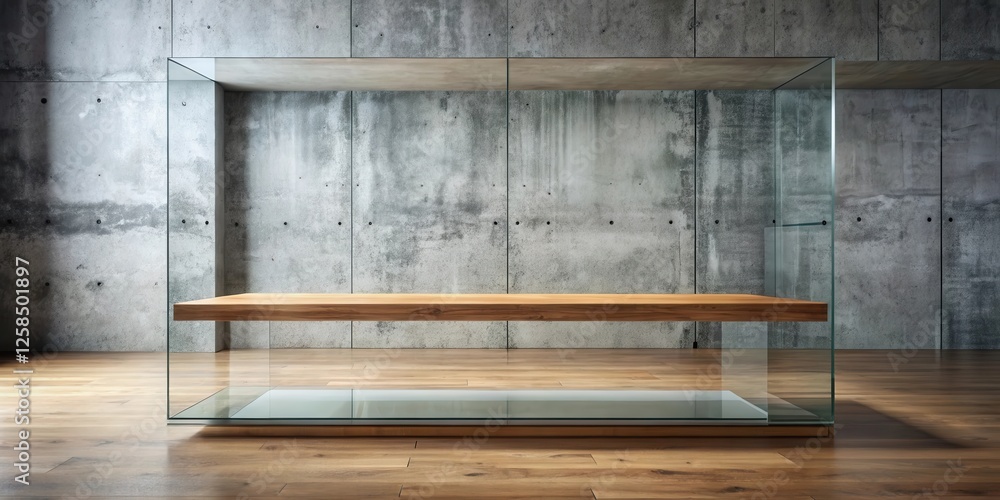 Aufkleber Modern Glass and Wood Display Case in Minimalist Setting