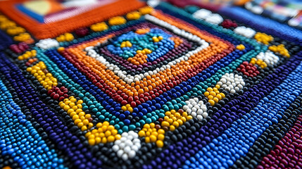 Close-up colorful beaded African design pattern