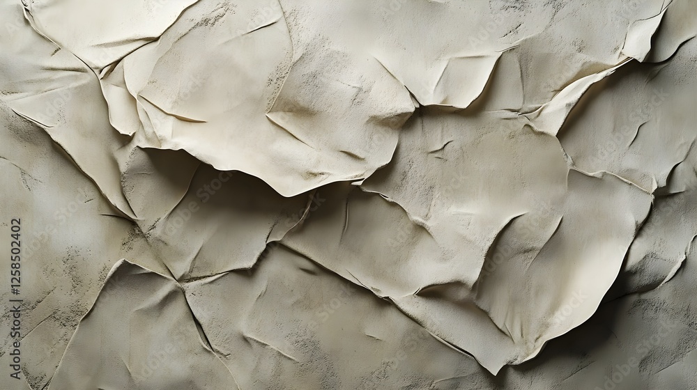 Poster crumpled beige paper texture creates an abstract background with depth and visual interest.