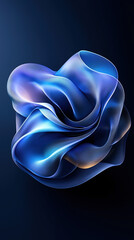 Floating blue fabric with smooth texture and dynamic folds, perfect for digital artwork or fluid motion concept design.
