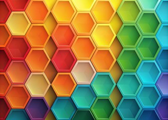 Vibrant Geometric Honeycomb Pattern Background - Colorful Hexagon Texture
