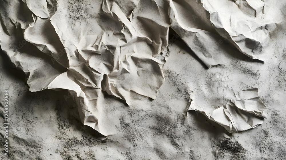 Aufkleber crumpled paper texture background. grayscale abstract surface backdrop of old rough material, aged d