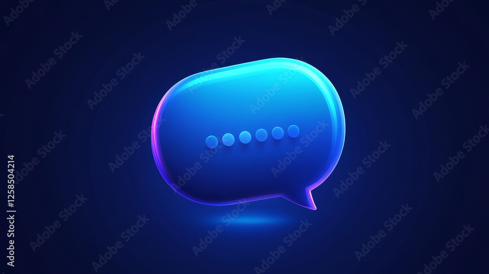 Poster 3d blue chat bubble for text message icon vector. dialog balloon shape for comment or conversation s