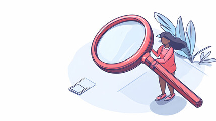 Magnifying Glass, Person Exploring Details Carefully, Discovering Hidden Information with Intrigue and Focus.