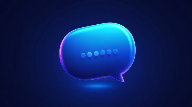 3d blue chat bubble for text message icon vector. Dialog balloon shape for comment or conversation social media element. Round and rectangle comic notification dialogue frame isolated graphic