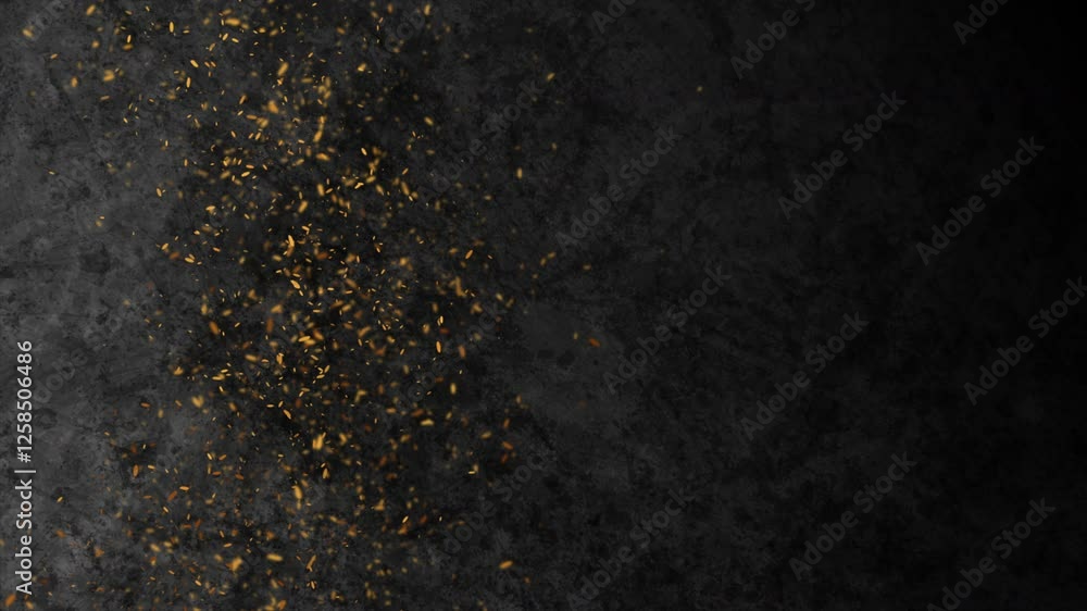 Aufkleber black grunge texture background with shiny golden particles. seamless looping abstract retro motion 