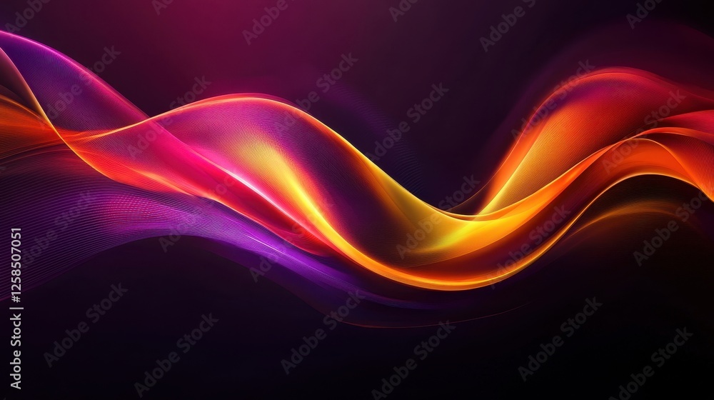 Poster luminous flow of radiant color waves on a dramatic gradient canvas