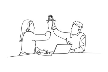 Art director. Information analysis concept. Single line draw design vector graphic illustration.