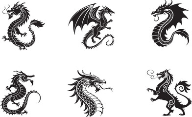 chinese dragon silhouette Bandill animal white background