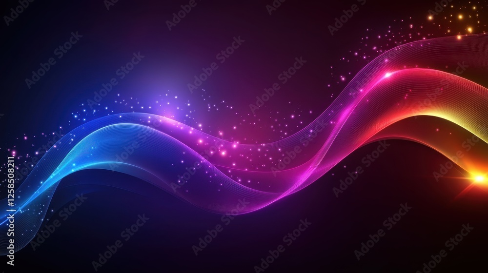 Poster luminous gradient flow with stardust particles dark background