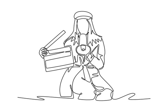 line art film director with clapperboard clip art preview