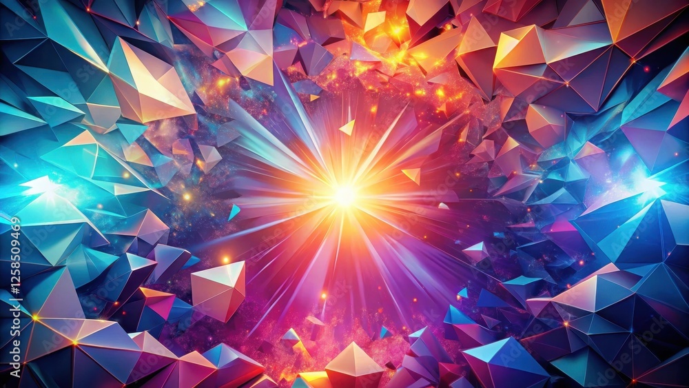 Aufkleber abstract vibrant burst of light and color within a crystal cave