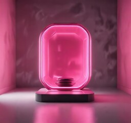 Futuristic Product Presentation with Bright Pink Light and Deep Silhouettes, futuristic presentation,