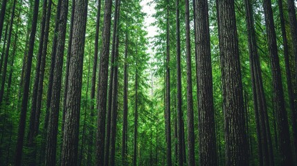 Obraz premium Lush Green Forest with Tall Trees and Natural Sunlight Filtering In