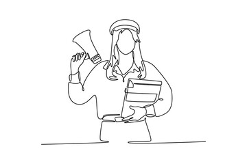 Art director. Information analysis concept. Single line draw design vector graphic illustration.