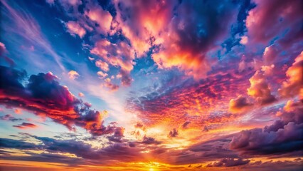 Vibrant Pink & Blue Sunset Sky Abstract Art - Right Copy Space Stock Photo