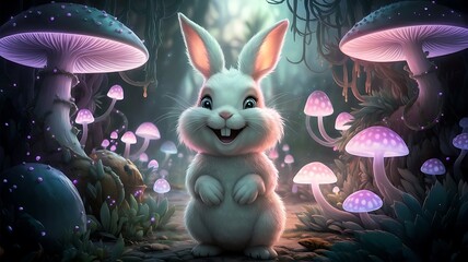 Adorable Easter Bunny in Enchanted Jungle 3D Hyper Realistic Magical & Cinematic