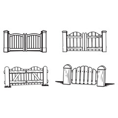 Green steel fence. Gate or fence icon vector illustration