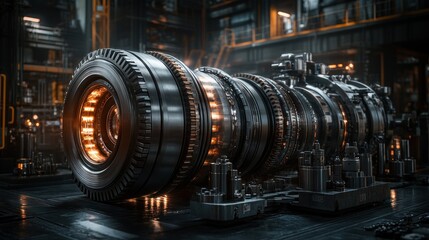 Futuristic Engine in Industrial Setting