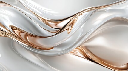 Luminous pearlescent waves with flowing metallic accents backdrop