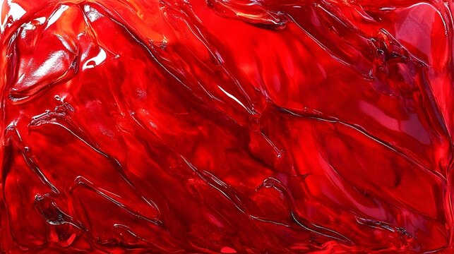 Abstract red glossy background with fluid texture and shimmering surface, ideal for modern design projects.