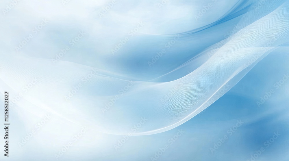 Poster soft and calming blue abstract background with gentle flowing lines, perfect for creating peaceful a
