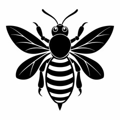 Bee vector silhouette black design white background