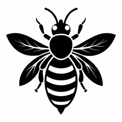 Bee vector silhouette black design white background