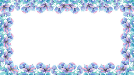 Pink flowers on a branch in watercolor