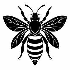 Bee vector silhouette black design white background